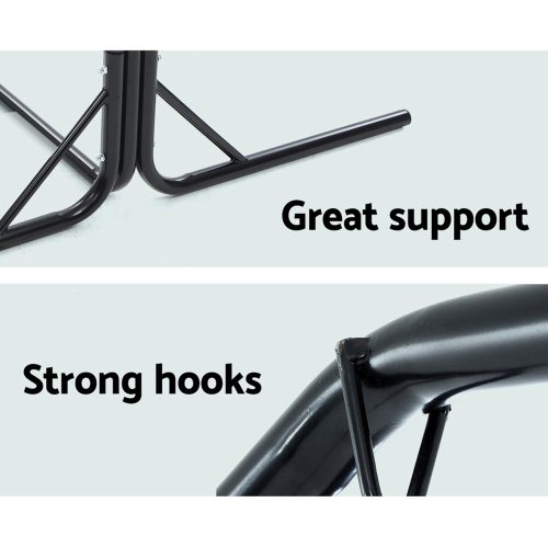 Double Hammock Chair Stand Steel Frame 2 Person Outdoor Heavy Duty 200KG – With U Shap Stand