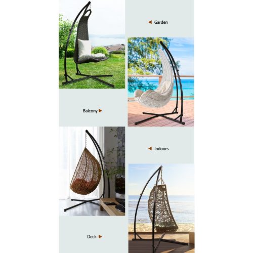 Double Hammock Chair Stand Steel Frame 2 Person Outdoor Heavy Duty 200KG – With X Shap Stand