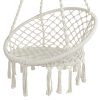 Hammock Chair Swing Bed Relax Rope Portable Outdoor Hanging Indoor 124CM – Cream, Without Stand