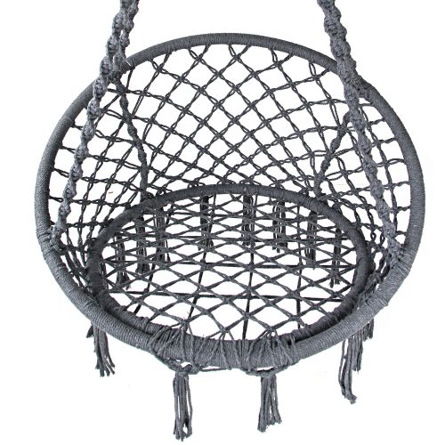 Hammock Chair Swing Bed Relax Rope Portable Outdoor Hanging Indoor 124CM – Grey, Without Stand