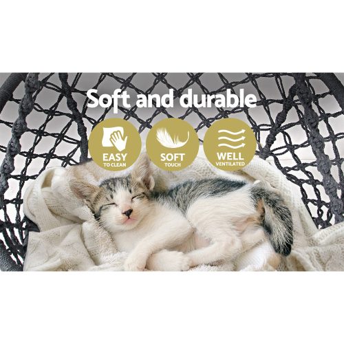 Hammock Chair Swing Bed Relax Rope Portable Outdoor Hanging Indoor 124CM – Grey, Without Stand