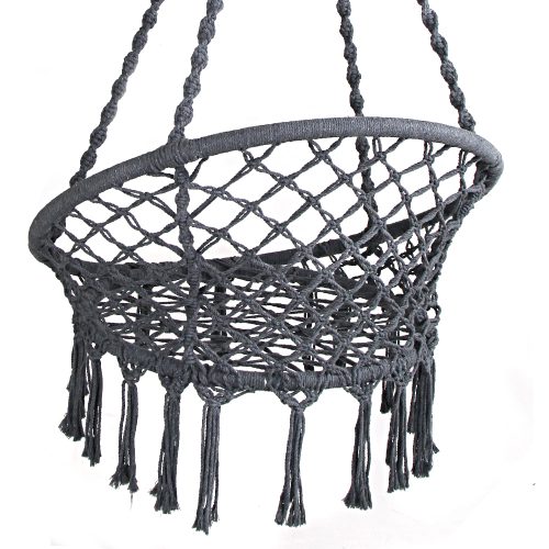 Hammock Chair Swing Bed Relax Rope Portable Outdoor Hanging Indoor 124CM – Grey, Without Stand