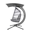 Outdoor Furniture Lounge Hanging Swing Chair Egg Hammock Stand Rattan Wicker – Grey