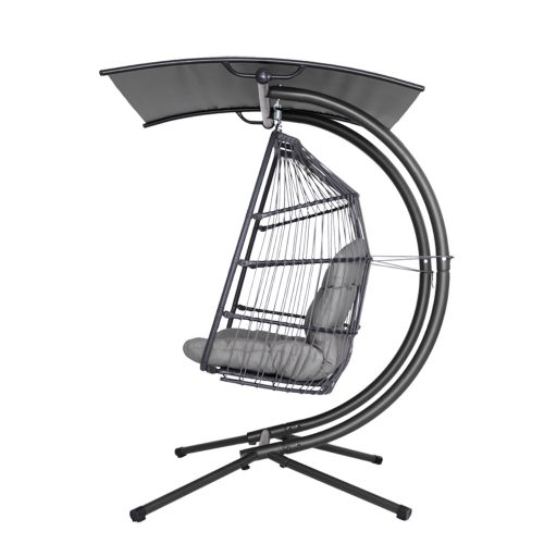 Outdoor Furniture Lounge Hanging Swing Chair Egg Hammock Stand Rattan Wicker – Grey