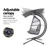 Outdoor Furniture Lounge Hanging Swing Chair Egg Hammock Stand Rattan Wicker – Grey
