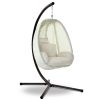 Outdoor Furniture Egg Hammock Porch Hanging Pod Swing Chair with Stand – Cream