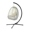 Outdoor Furniture Egg Hammock Porch Hanging Pod Swing Chair with Stand – Cream