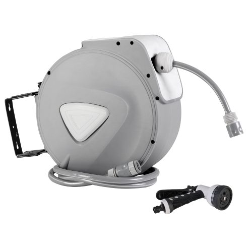 Retractable Water Hose Reel Garden Storage AutoRewind Spray Gun – 10 M