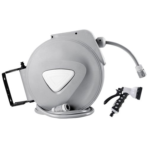 Retractable Water Hose Reel Garden Storage AutoRewind Spray Gun – 10 M