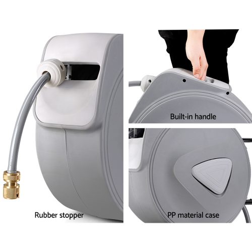 Retractable Water Hose Reel Garden Storage AutoRewind Spray Gun – 30 M