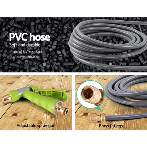 Retractable Water Hose Reel Garden Storage AutoRewind Spray Gun – 30 M
