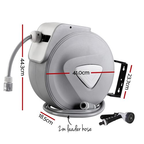 Retractable Water Hose Reel Garden Storage AutoRewind Spray Gun – 30 M