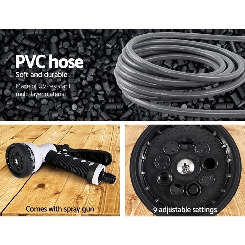 Retractable Water Hose Reel Garden Storage AutoRewind Spray Gun – 30 M