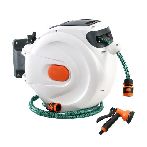 Retractable Water Hose Reel Garden Spray Gun Storage AutoRewind