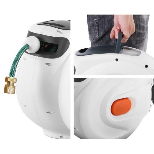 Retractable Hose Reel Garden Water Brass Spray Gun Auto Rewind – 30 M
