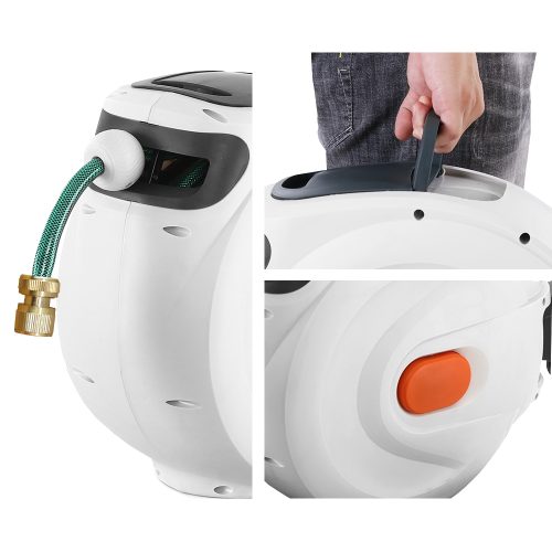 Retractable Hose Reel Garden Water Brass Spray Gun Auto Rewind – 30 M