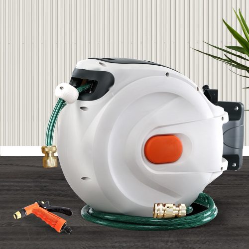Retractable Hose Reel Garden Water Brass Spray Gun Auto Rewind – 30 M