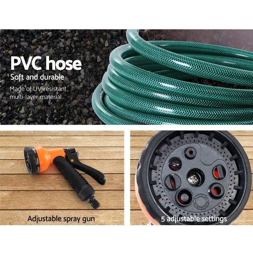 Retractable Water Hose Reel Garden Spray Gun Storage AutoRewind – 30 M