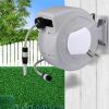 Garden Hose Reel Retractable Spray Gun Nozzle Water Wall Bracket Auto Rewind – 20 M