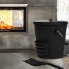 Ash Bucket Shovel Lid Fireplace Tool Coal Wood Log  22L Capacity
