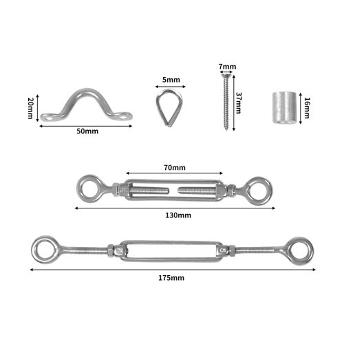 Wire Rope DIY Balustrade Kit 10 Set Stainless Steel Grade316 Eye/Eye