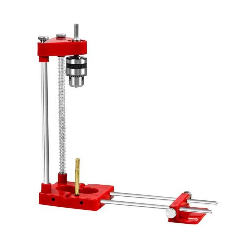 Drill Locator Alloy Steel Woodworking Drilling Punch Guide Jig Tool Adjustable – Red