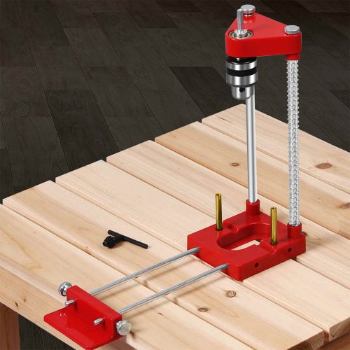 Drill Locator Alloy Steel Woodworking Drilling Punch Guide Jig Tool Adjustable – Red