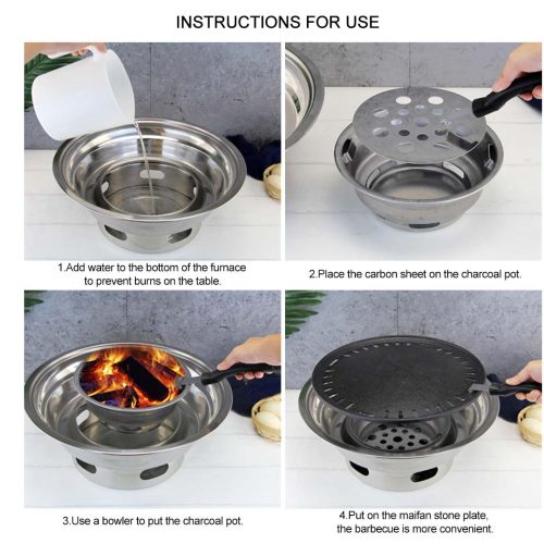 BBQ Grill Stainless Steel Portable Smokeless Charcoal Grill Home Outdoor Camping – 1