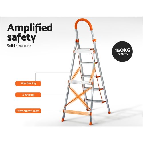 Ladder Multi-Purpose Folding Aluminium Light Weight Non Slip Platform – 5 Step