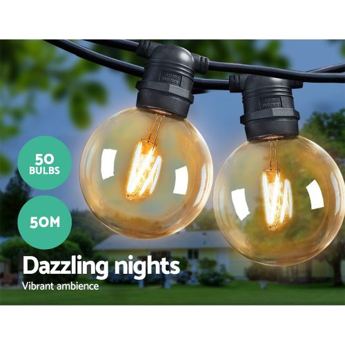 Jingle Jollys LED Festoon String Lights Bulbs Kits Wedding Party Christmas G80 – 50 M