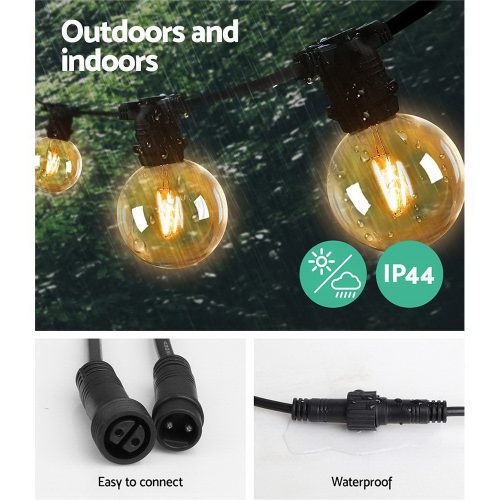 Jingle Jollys LED Festoon String Lights Bulbs Kits Wedding Party Christmas G80 – 50 M