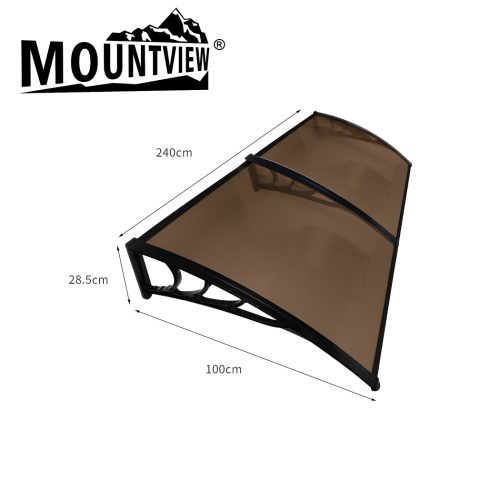 Window Door Awning Outdoor Canopy UV Patio Sun Shield Rain Cover DIY – 1 x 2.4 M, Black