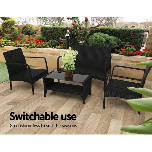 Outdoor Sofa Set Lounge Setting Wicker Table and Chairs Garden Patio Furniture