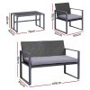 4PC Outdoor Furniture Patio Table Chair Black – Without Cover