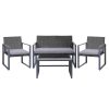 4PC Outdoor Furniture Patio Table Chair Black – Without Cover