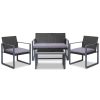 4PC Outdoor Furniture Patio Table Chair Black – Without Cover