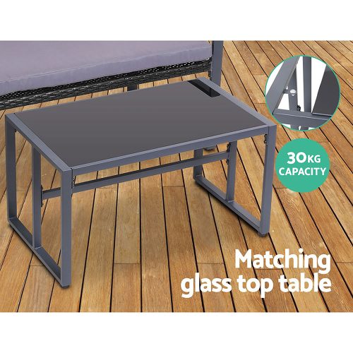 4PC Outdoor Furniture Patio Table Chair Black – Without Cover