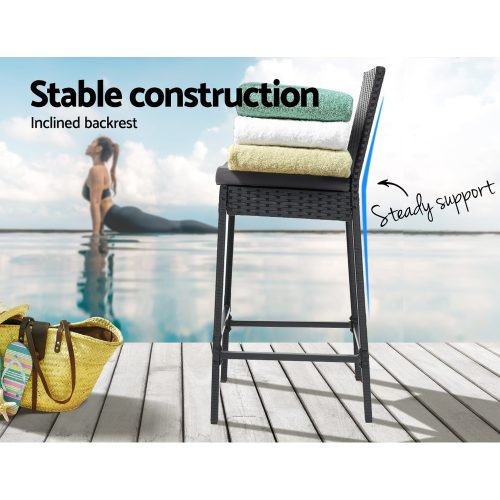 Outdoor Bar Stools Dining Chairs Wicker Furniture – 4