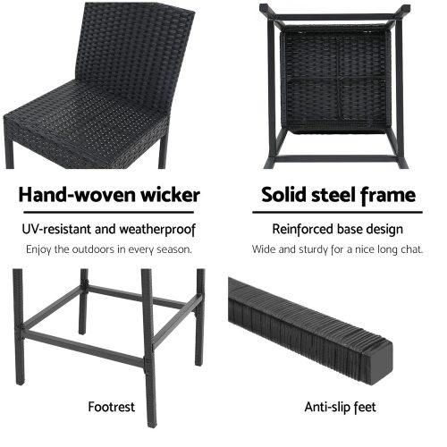 Outdoor Bar Stools Dining Chairs Wicker Furniture – 4
