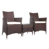 3 Piece Wicker Outdoor Furniture Set – Brown