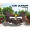 3 Piece Wicker Outdoor Furniture Set – Brown