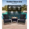 3PC Outdoor Bistro Set Patio Furniture Wicker Setting Chairs Table Luca