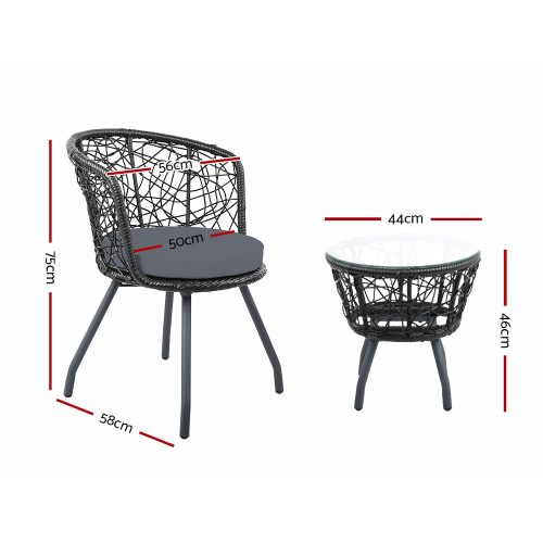 Outdoor Patio Chair and Table – Black