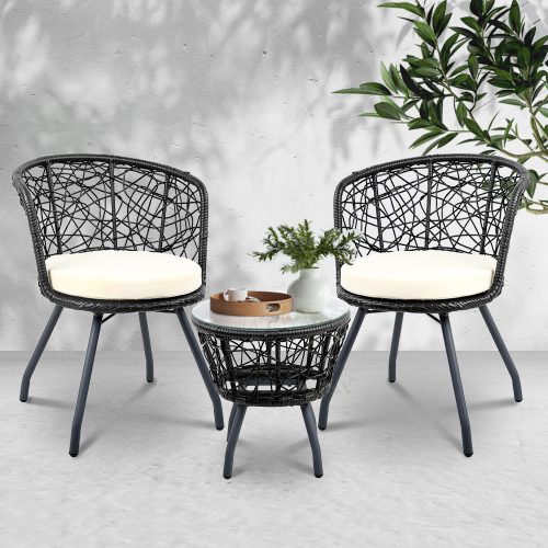 Outdoor Patio Chair and Table – Black