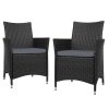 Outdoor Bistro Set Chairs Patio Furniture Dining Wicker Garden Cushion Gardeon – 2x chair
