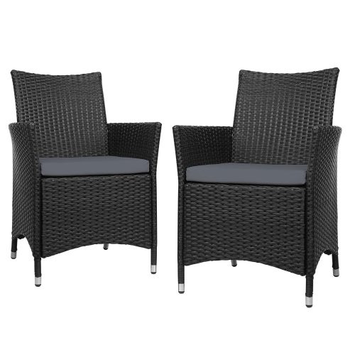 Outdoor Bistro Set Chairs Patio Furniture Dining Wicker Garden Cushion Gardeon – 2x chair