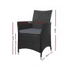 Outdoor Bistro Set Chairs Patio Furniture Dining Wicker Garden Cushion Gardeon – 2x chair