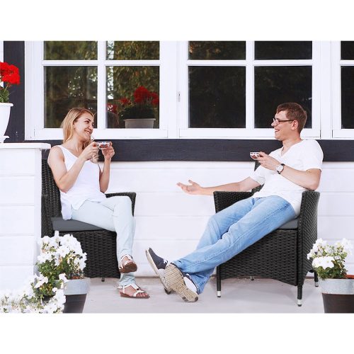 Outdoor Bistro Set Chairs Patio Furniture Dining Wicker Garden Cushion Gardeon – 2x chair
