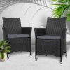 Outdoor Bistro Set Chairs Patio Furniture Dining Wicker Garden Cushion Gardeon – 2x chair