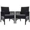 Outdoor Furniture Dining Chairs Wicker Garden Patio Cushion Black Gardeon – 2x chair